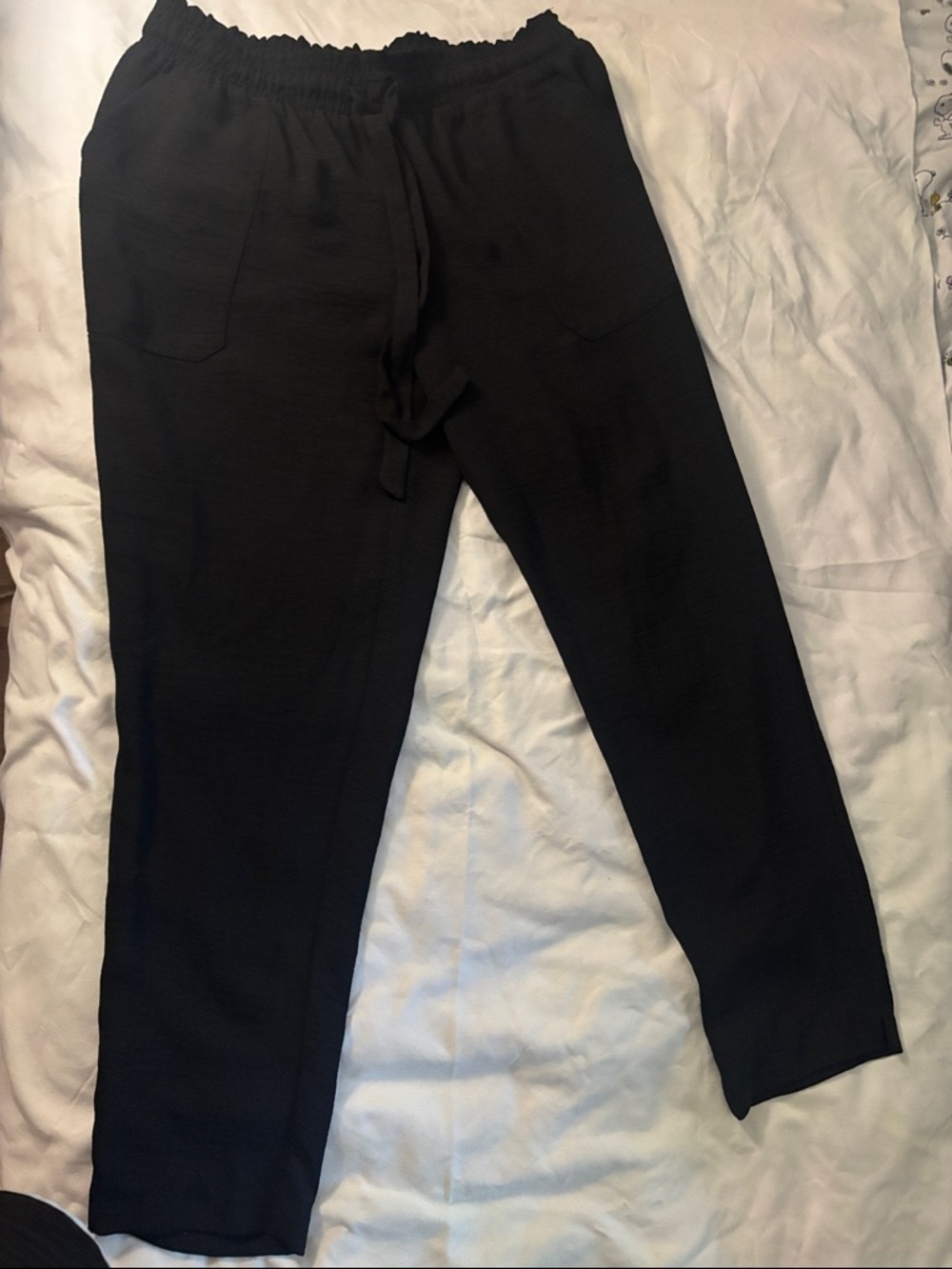 Soho Black Elastic Waist Drawstring Joggers